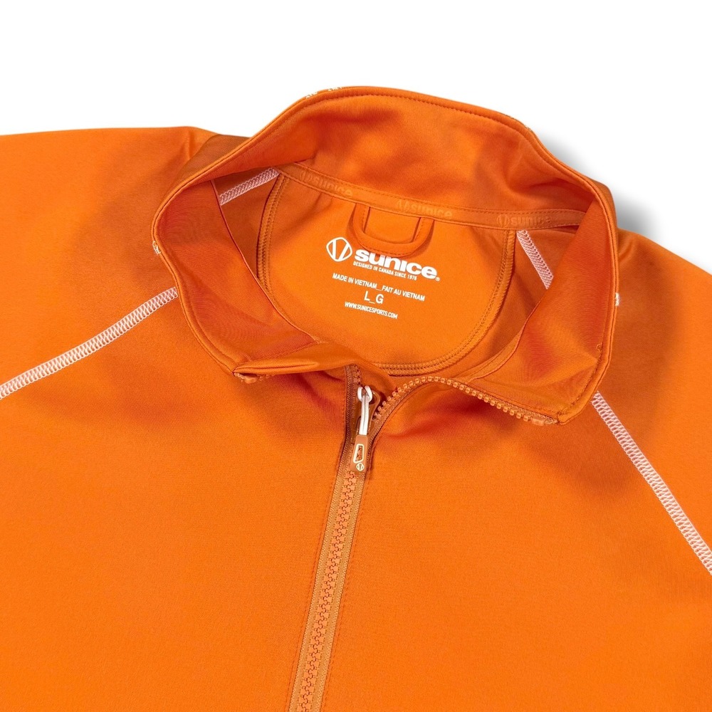 Sunice Pullover Mens Large Orange Quarter Zip Golf Performance Stretch EUC